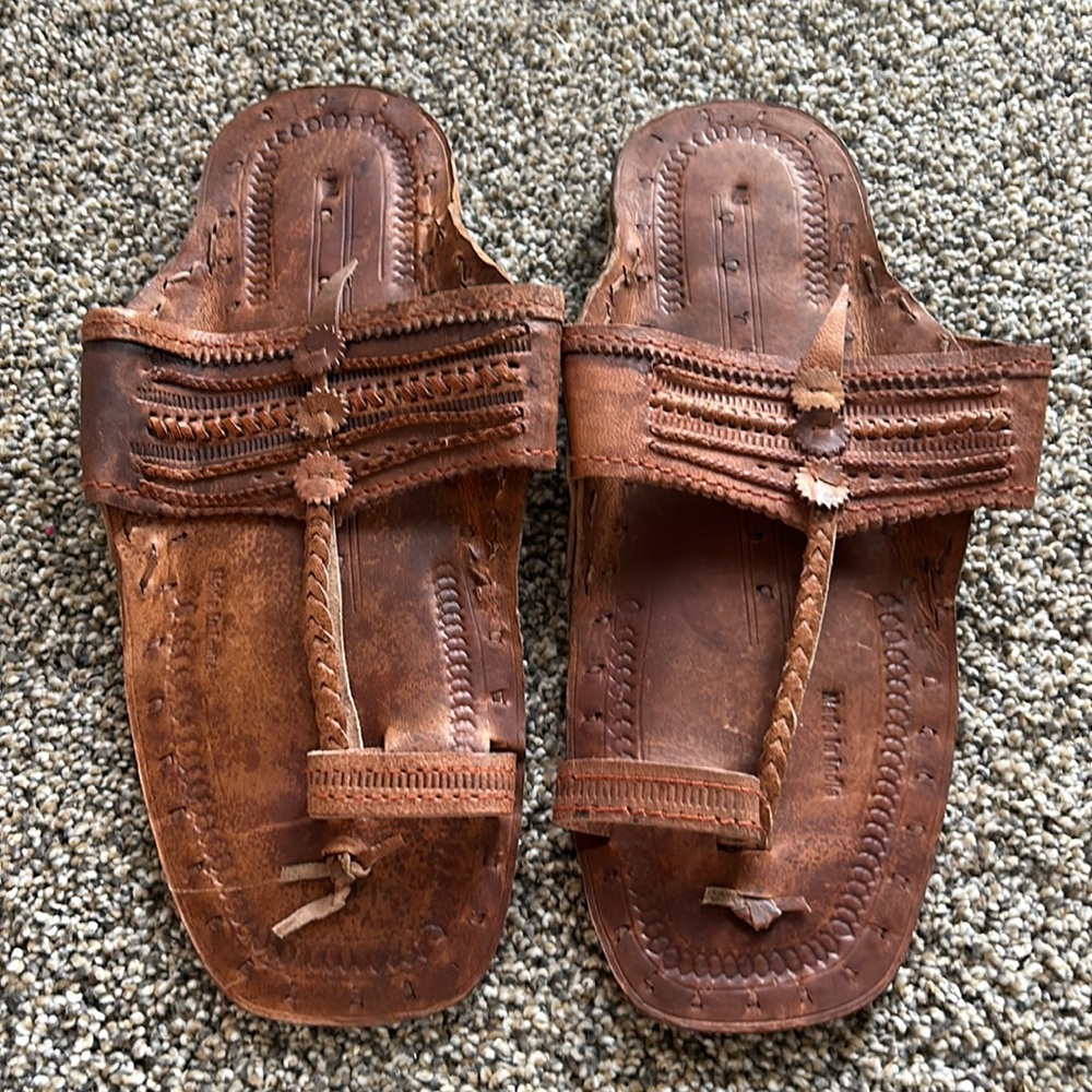 Brand new, never worn, handmade, leather sandals